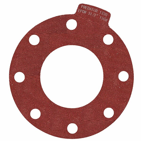 Macho O-Ring & Seal 3-1/2in Full Face Predator 1330 Flange Gasket Red EPDM, NSF-61 Certified, 1/8in Thick, 5PK 350.PFF150.M0005